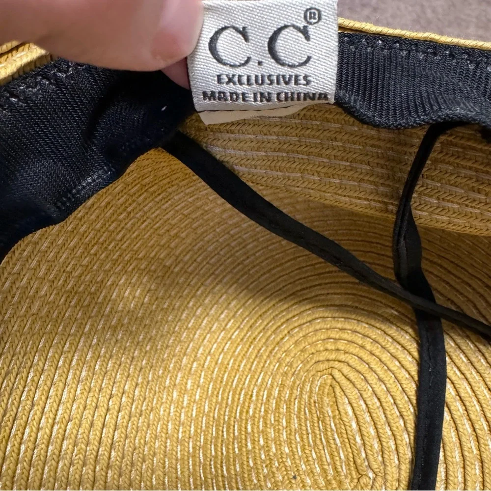 C.C Women's Paper Weaved Crushable Beach Embroidered 